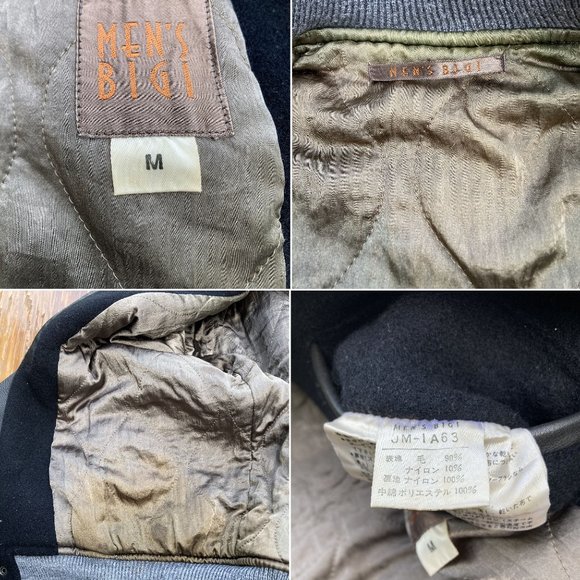 Size M 80s Varsity Letterman Wool Leather Jacket Black Men's Vintage BIGI Japan - Picture 7 of 8